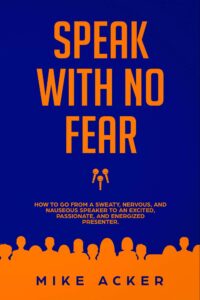 Photo-less design in nonficiton book covers on the example of Mike Acker's "Speak with no Fear"