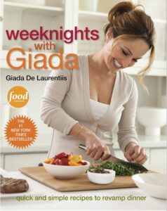 Celebrity on a cookbook covers on the example of Giada De Laurentis's "Weeknights with Giada"
