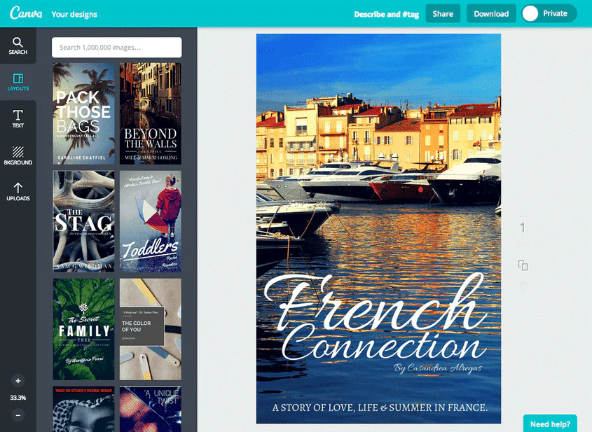 Screenshot of canva one of the best DIY book cover makers