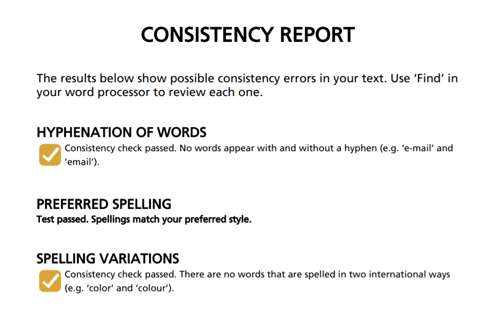 Screenshot of Online consistency checker